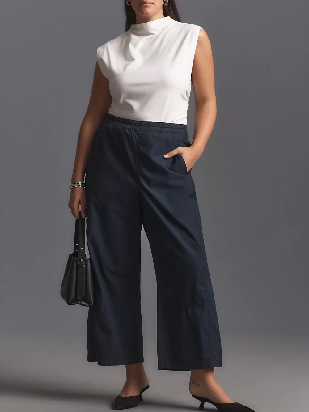Anthropologie Pilcro Izzie Relaxed Poplin Pull-On Barrel Pants Size 1X Cropped